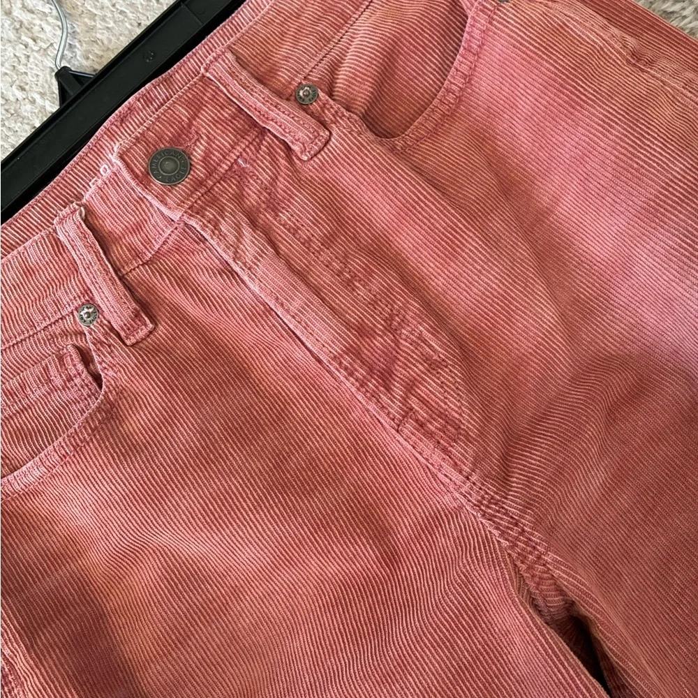 American Eagle Mom Straight Jeans Mauve Coral Corduroy Jeans Size 0 Regular - Picture 8 of 13